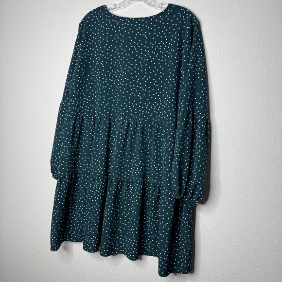 Sherosa‎ Dark Green and Polka Dot Tiered Peasant Mini Short Dress Womens Size XL - Picture 7 of 8
